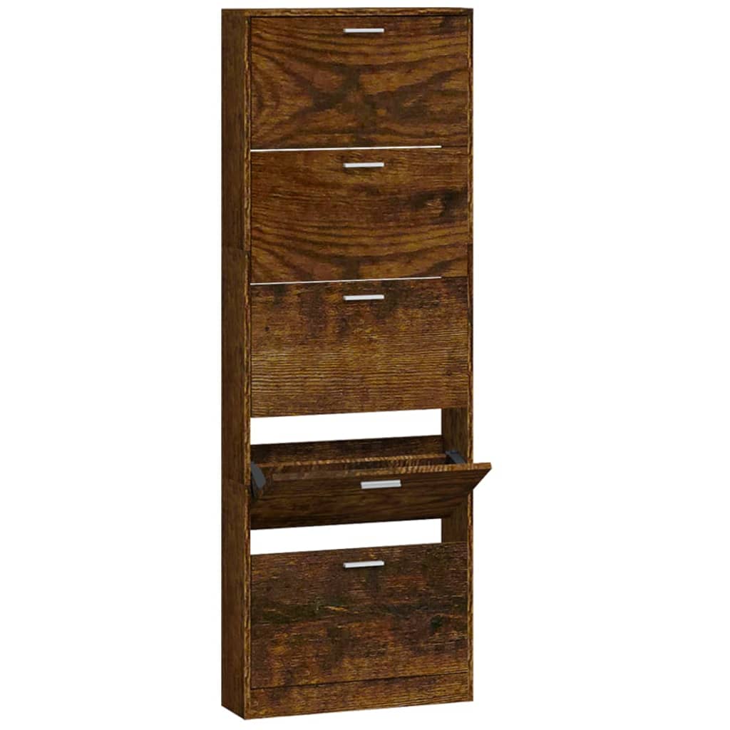 Armoire à chaussures Chêne fumé 59x17x169 cm Bois d'ingénierie - XIOS