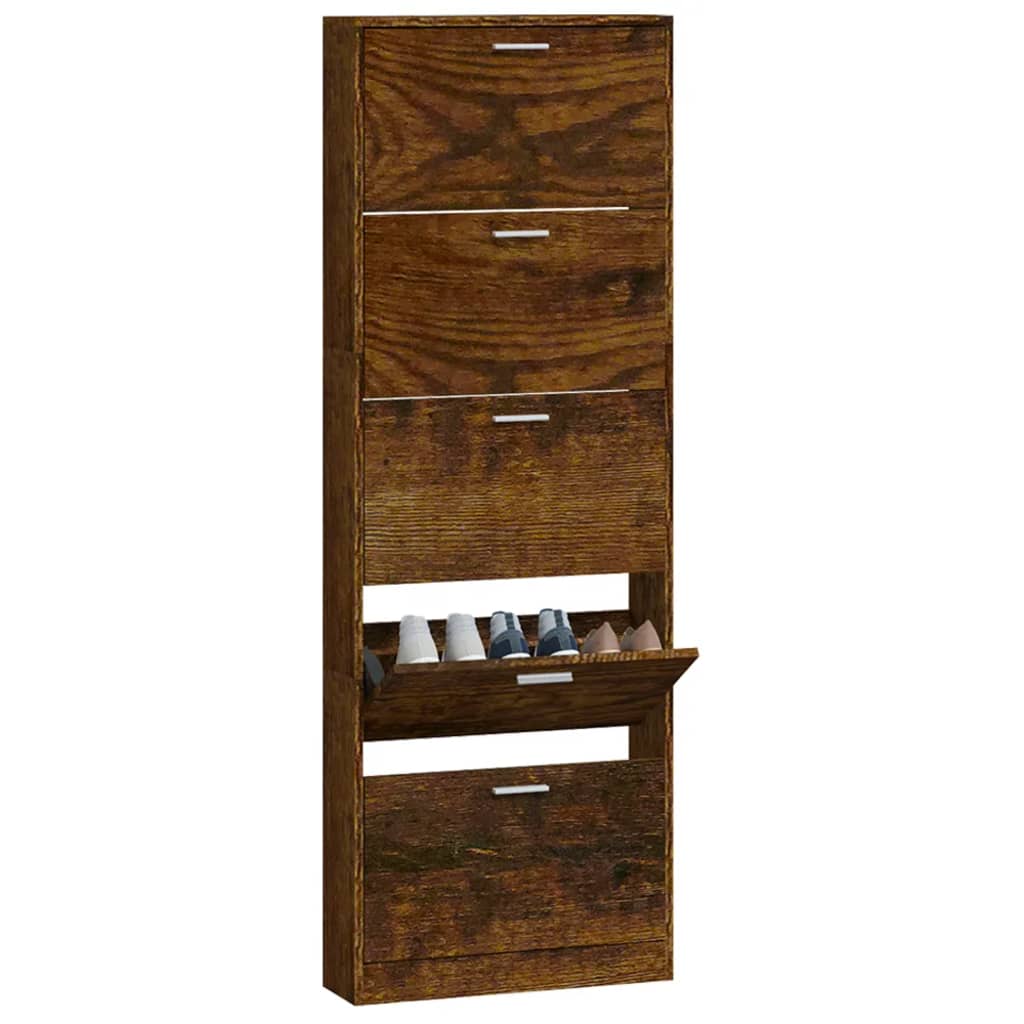 Armoire à chaussures Chêne fumé 59x17x169 cm Bois d'ingénierie - XIOS