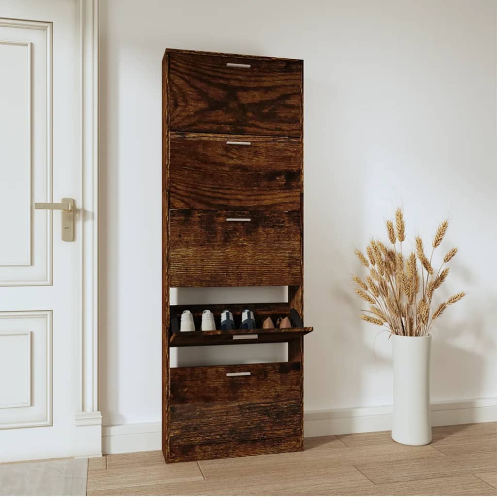 Armoire à chaussures Chêne fumé 59x17x169 cm Bois d'ingénierie - XIOS