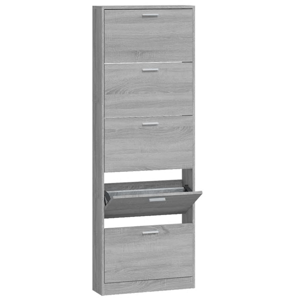 Armoire à chaussures Sonoma gris 59x17x169 cm Bois d'ingénierie - XIOS