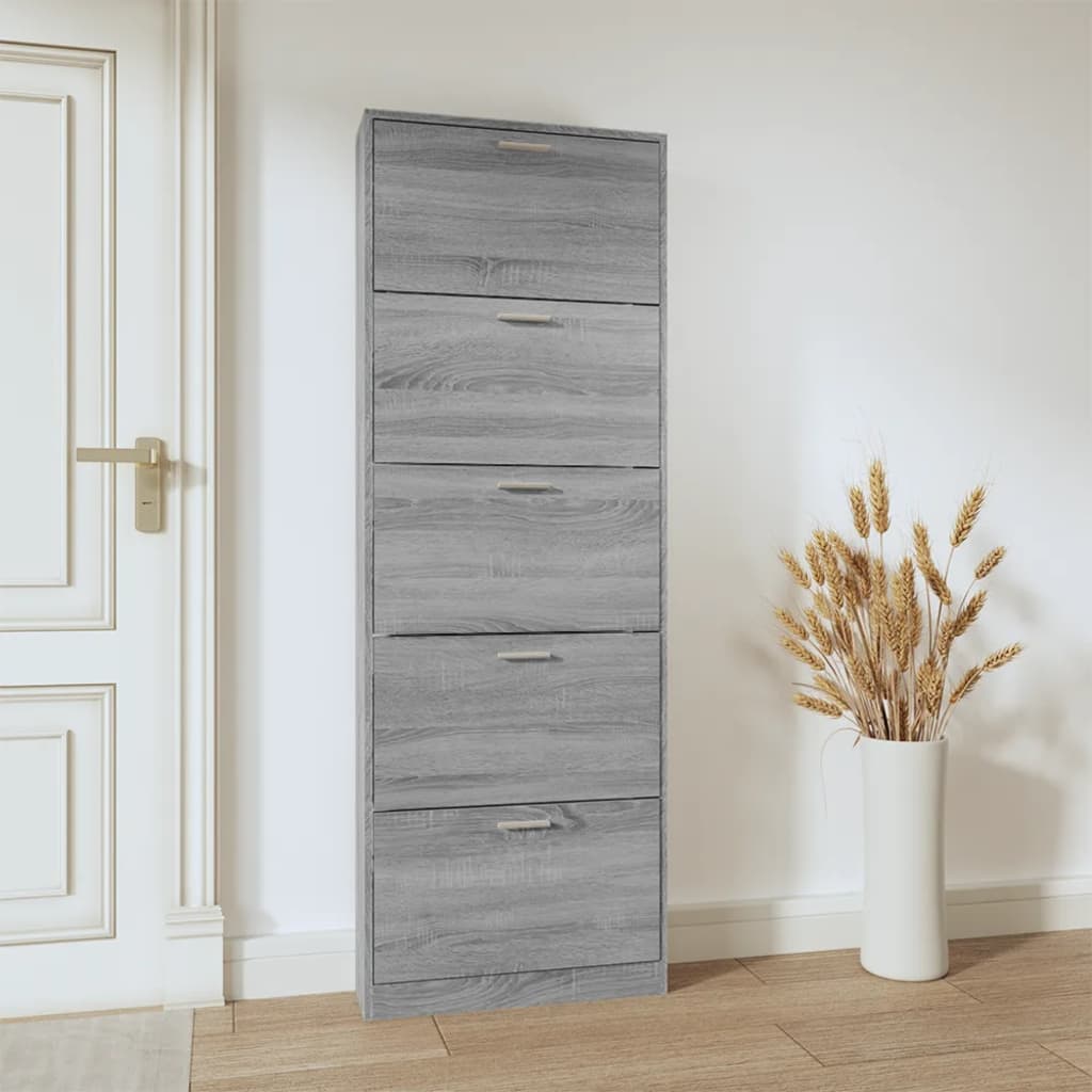 Armoire à chaussures Sonoma gris 59x17x169 cm Bois d'ingénierie - XIOS