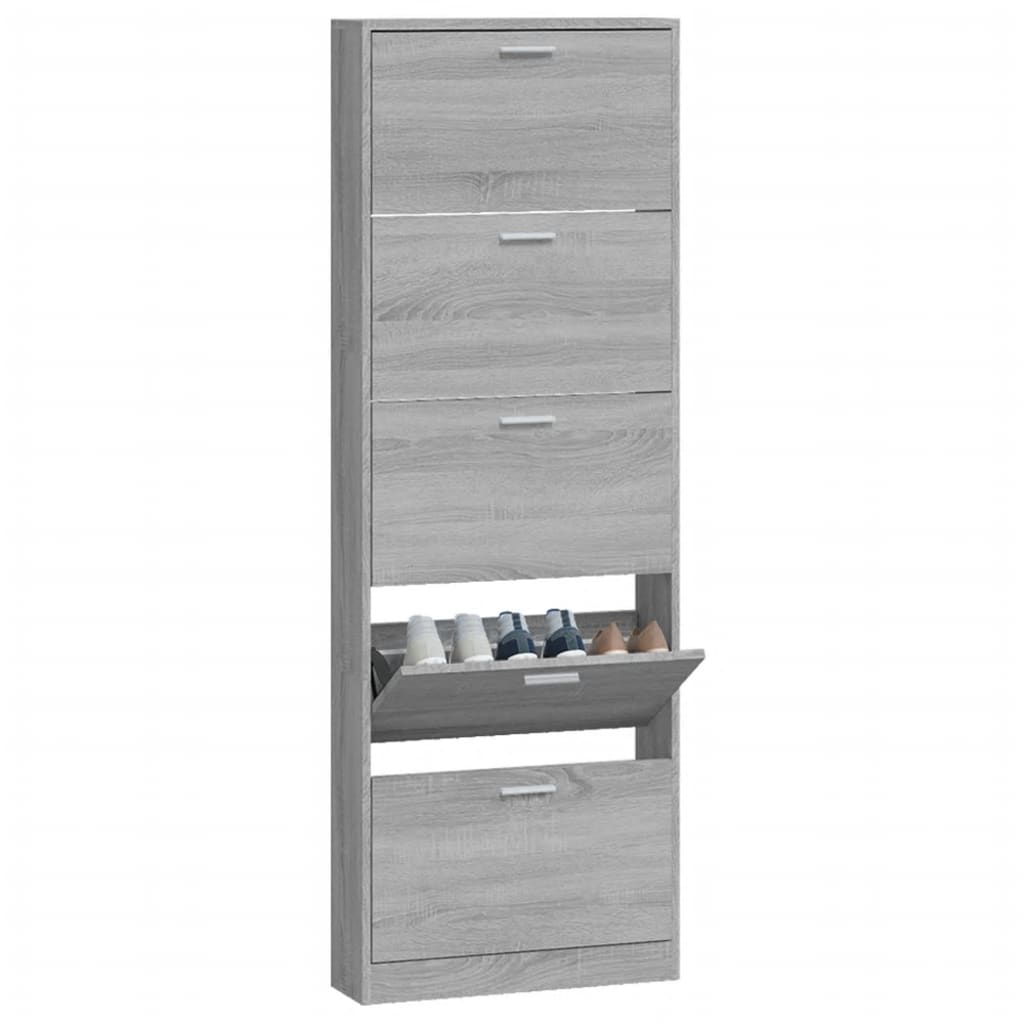 Armoire à chaussures Sonoma gris 59x17x169 cm Bois d'ingénierie - XIOS
