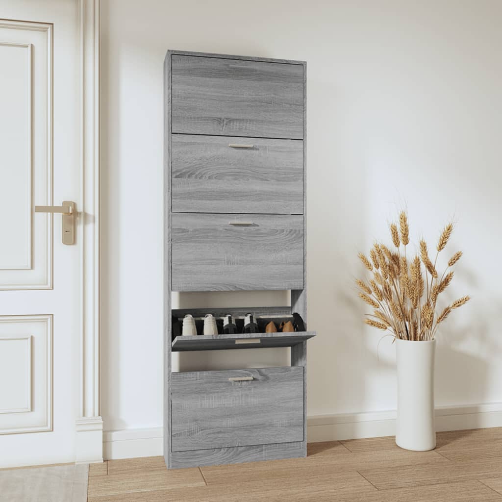Armoire à chaussures Sonoma gris 59x17x169 cm Bois d'ingénierie - XIOS