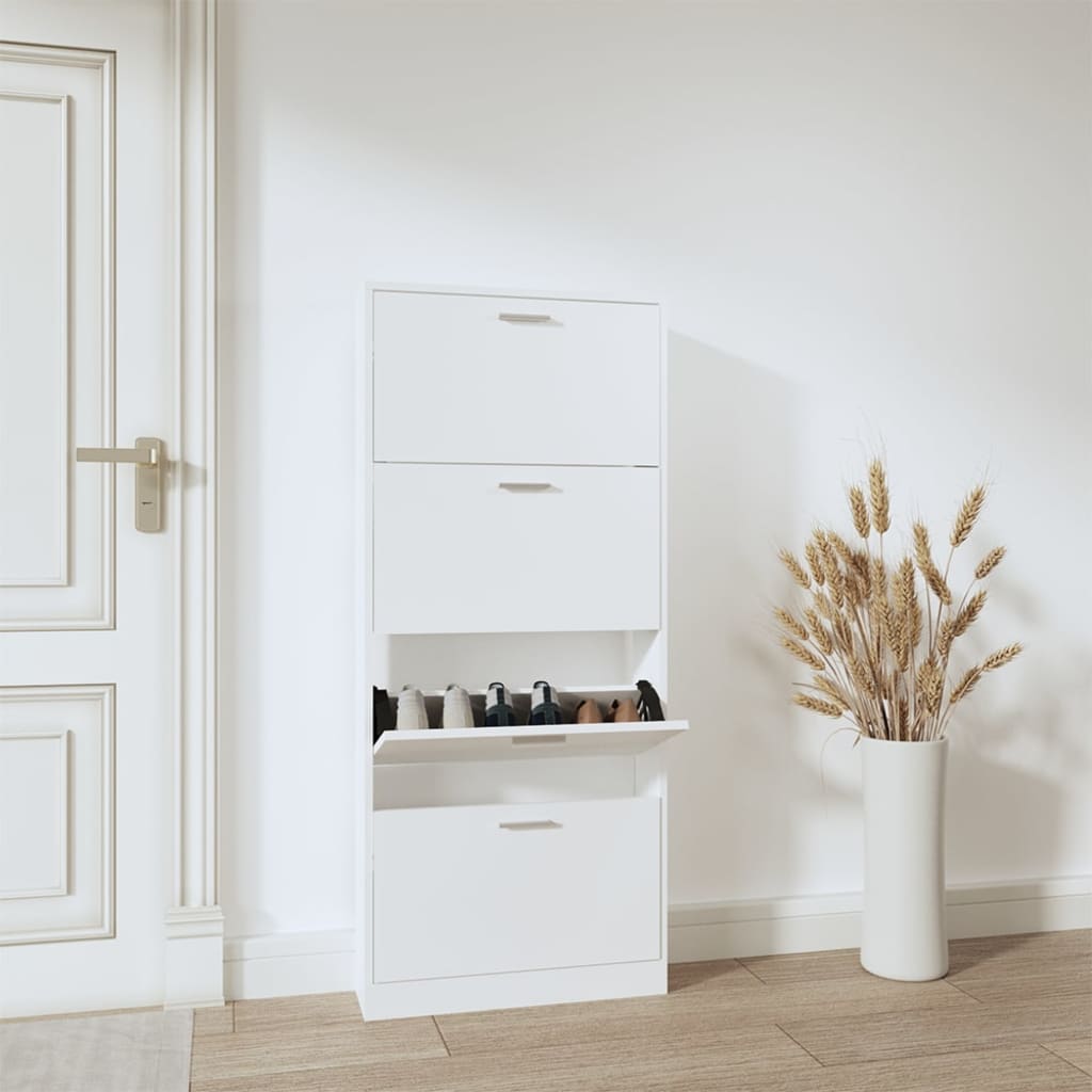 Armoire à chaussures Blanc 59x17x150 cm Bois d'ingénierie - XIOS