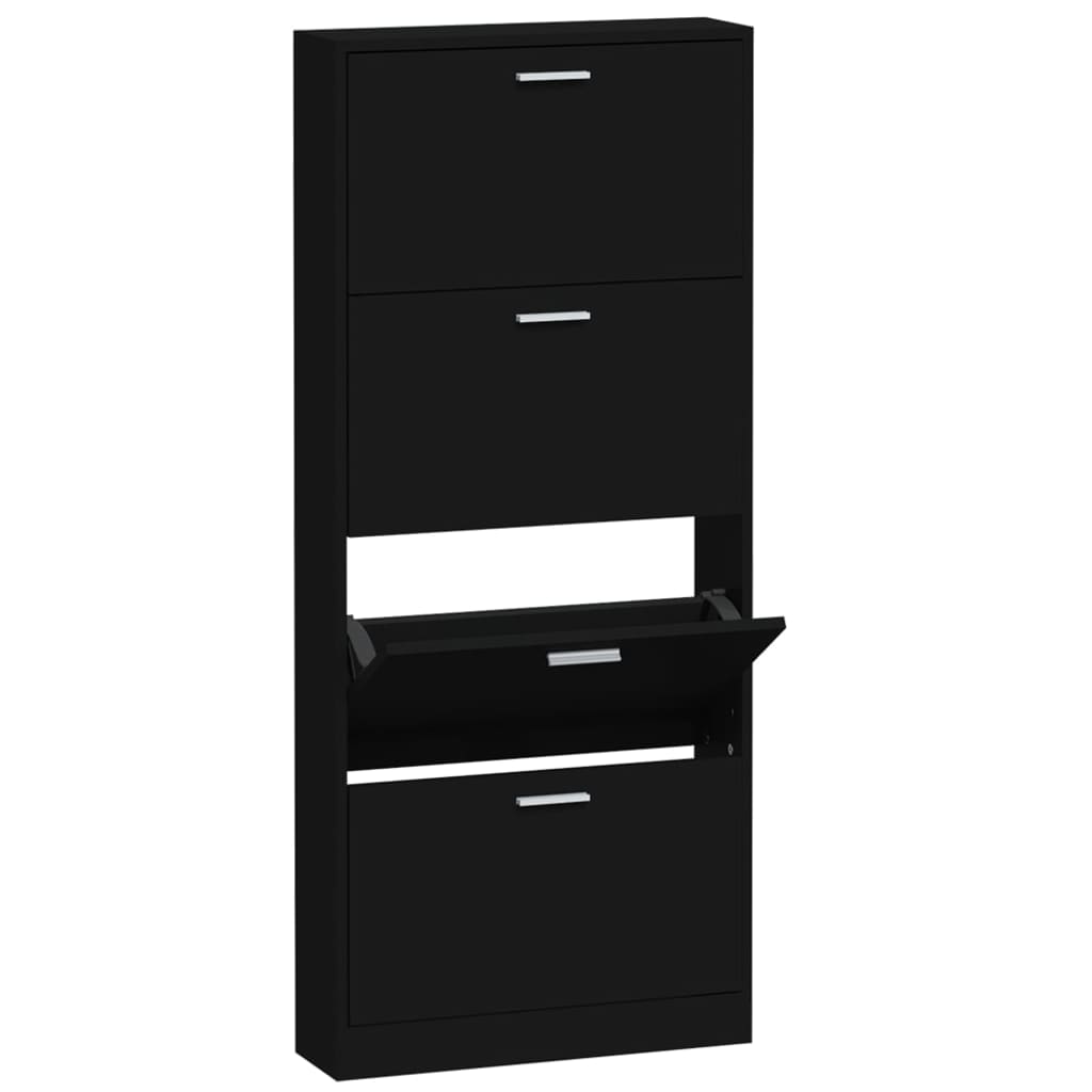 Armoire à chaussures Noir 59x17x150 cm Bois d'ingénierie - XIOS