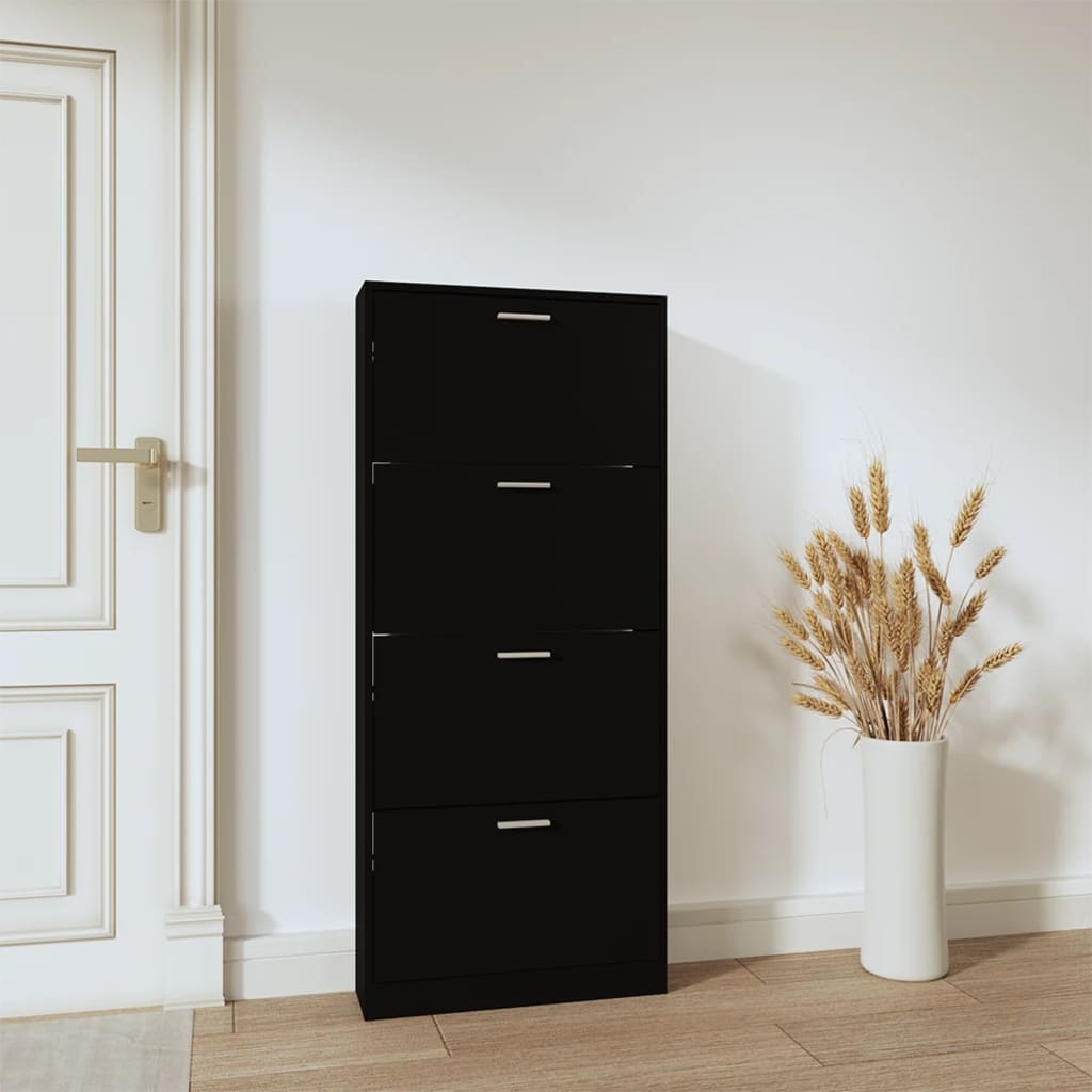 Armoire à chaussures Noir 59x17x150 cm Bois d'ingénierie - XIOS