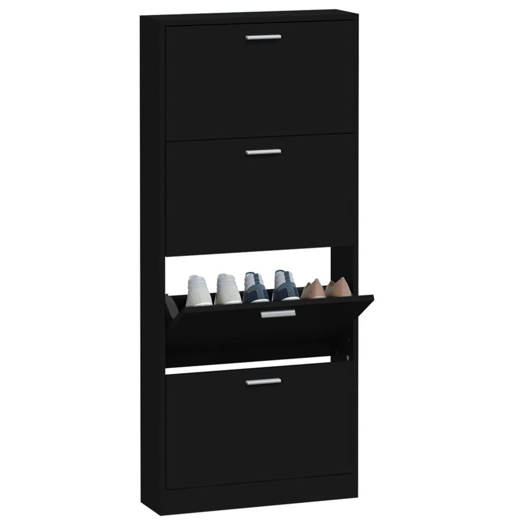Armoire à chaussures Noir 59x17x150 cm Bois d'ingénierie - XIOS