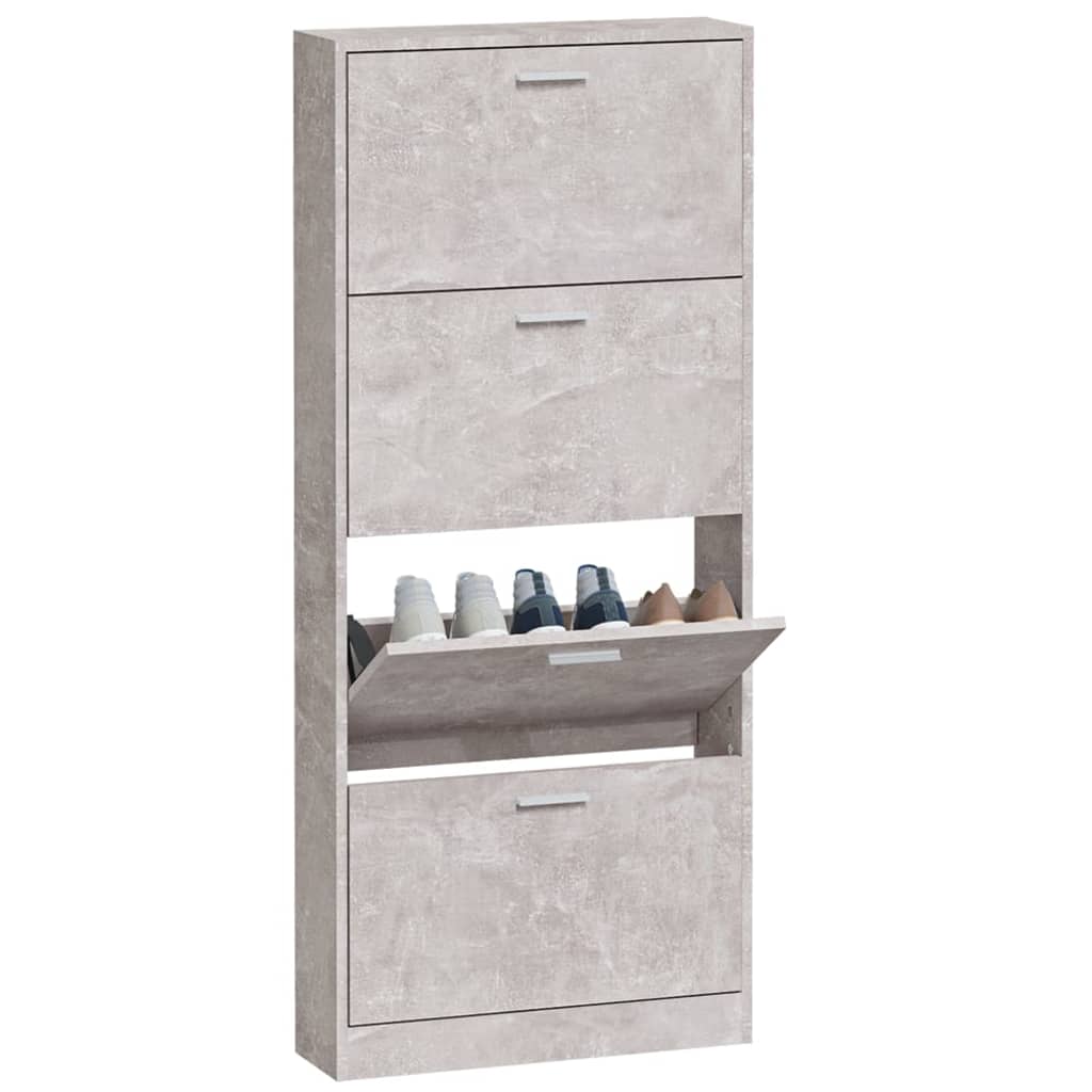 Armoire à chaussures Gris béton 59x17x150 cm Bois d'ingénierie - XIOS