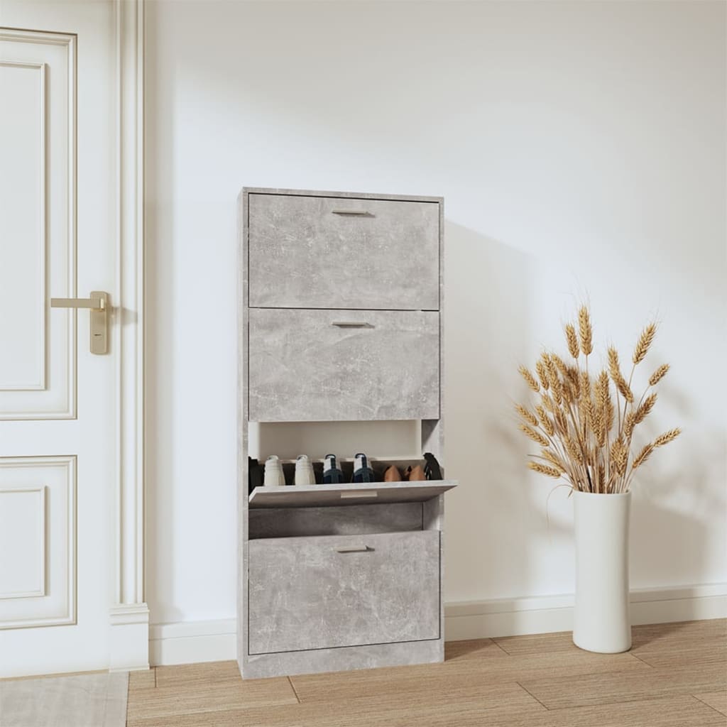 Armoire à chaussures Gris béton 59x17x150 cm Bois d'ingénierie - XIOS