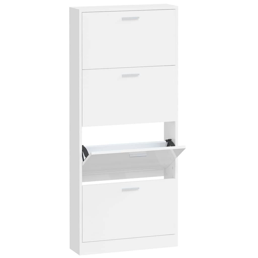 Armoire à chaussure Blanc brillant 59x17x150 cm Bois ingénierie - XIOS