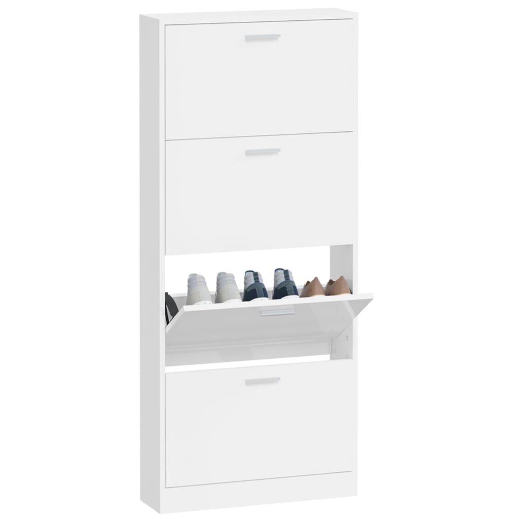 Armoire à chaussure Blanc brillant 59x17x150 cm Bois ingénierie - XIOS