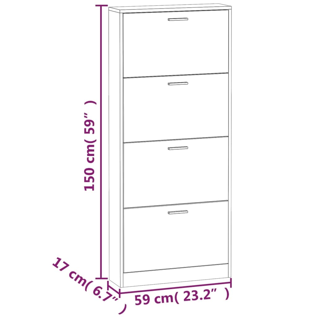 Armoire à chaussure Blanc brillant 59x17x150 cm Bois ingénierie - XIOS