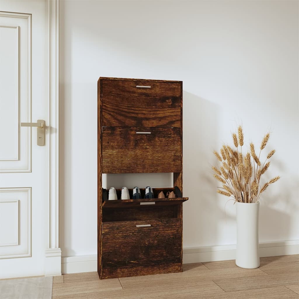 Armoire à chaussures Chêne fumé 59x17x150 cm Bois d'ingénierie - XIOS