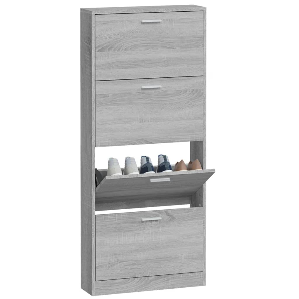 Armoire à chaussures Sonoma gris 59x17x150 cm Bois d'ingénierie - XIOS