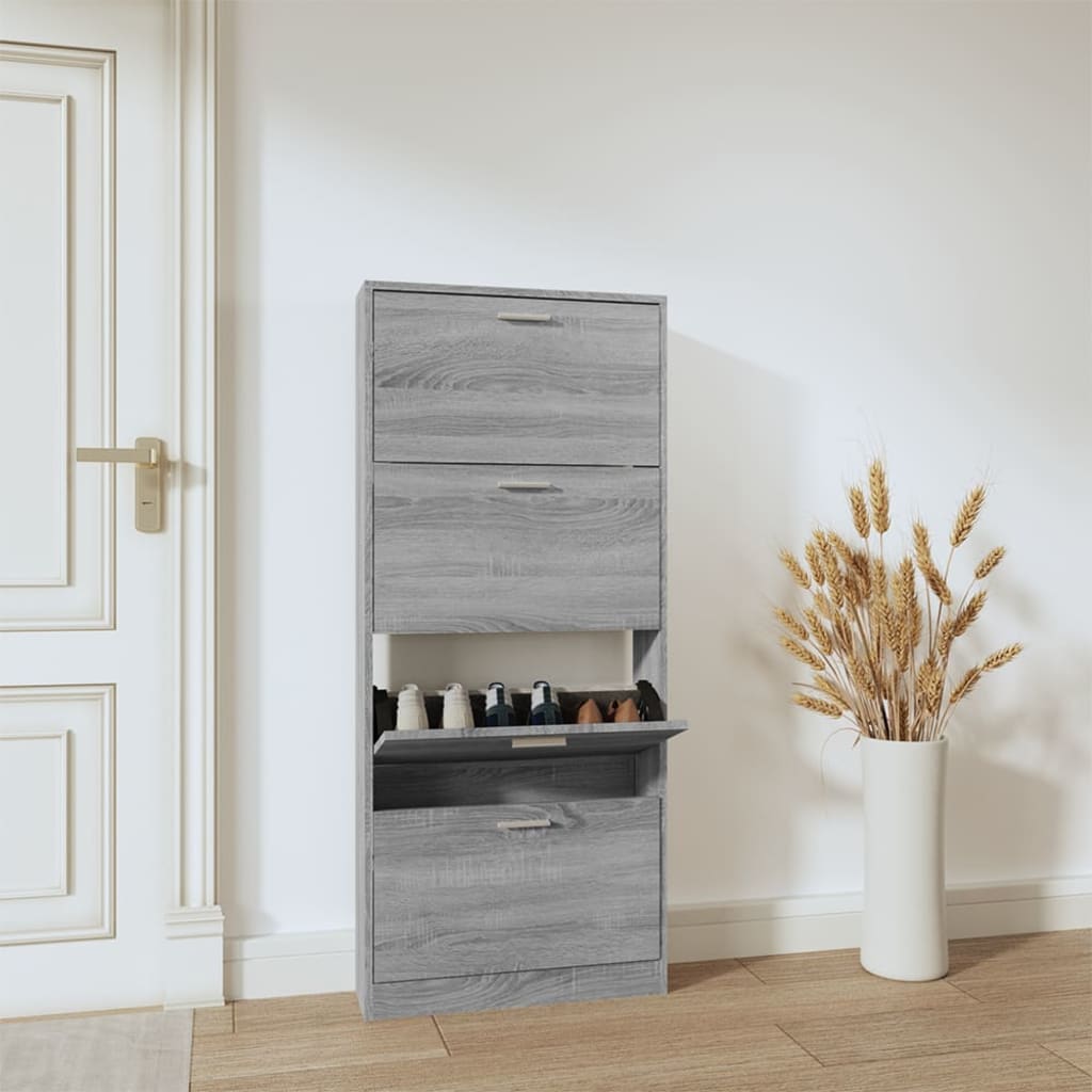 Armoire à chaussures Sonoma gris 59x17x150 cm Bois d'ingénierie - XIOS