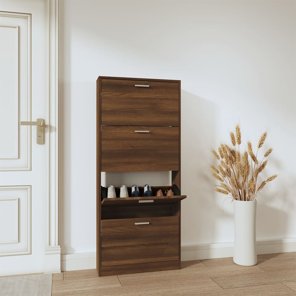 Armoire à chaussures Chêne marron 59x17x150cm Bois d'ingénierie - XIOS