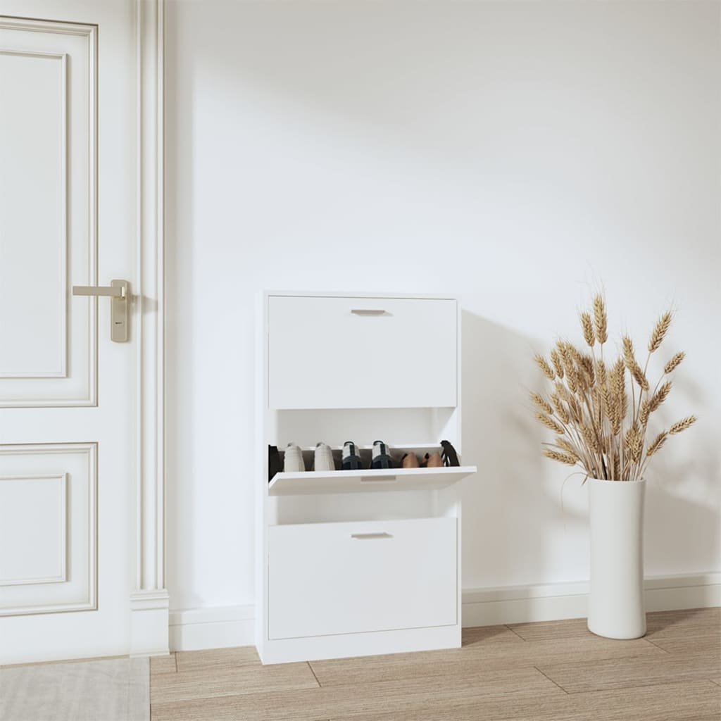 Armoire à chaussures Blanc 59x17x108 cm Bois d'ingénierie - XIOS