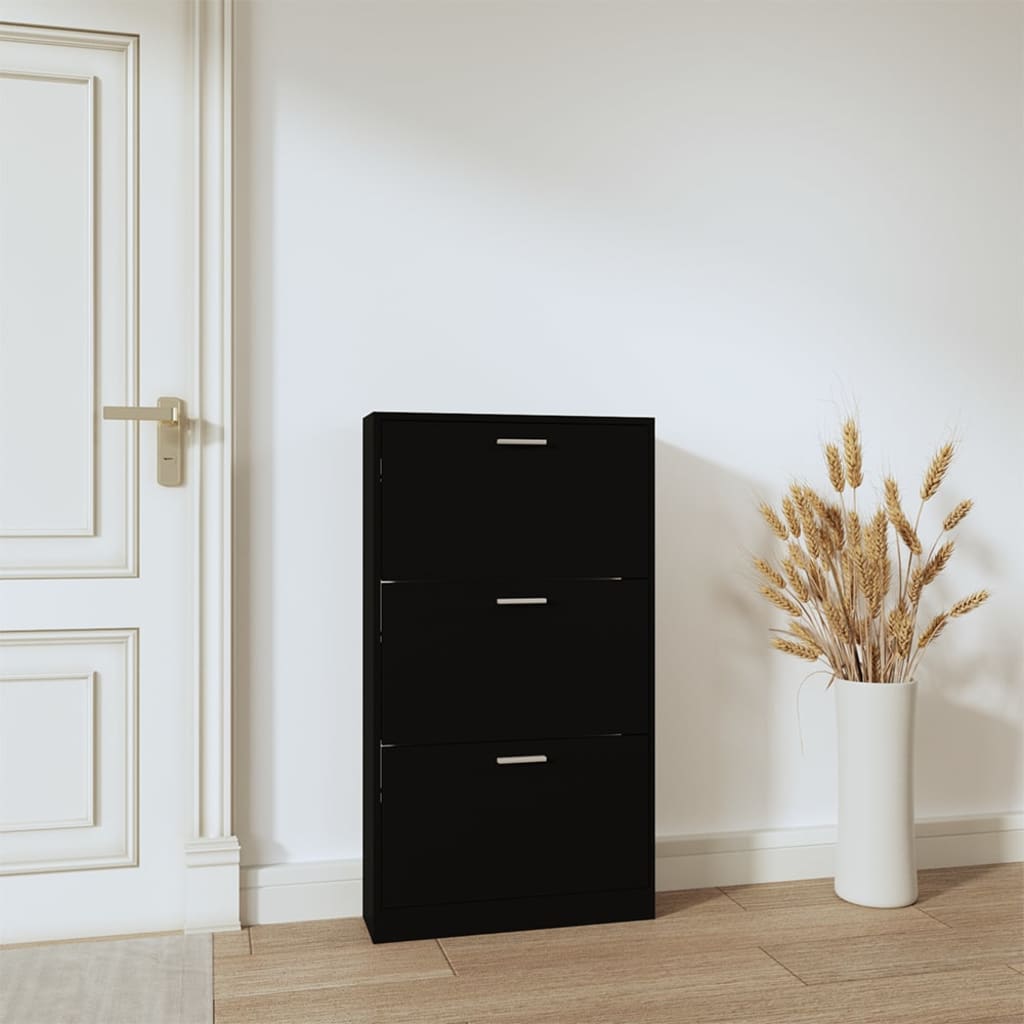 Armoire à chaussures Noir 59x17x108 cm Bois d'ingénierie - XIOS