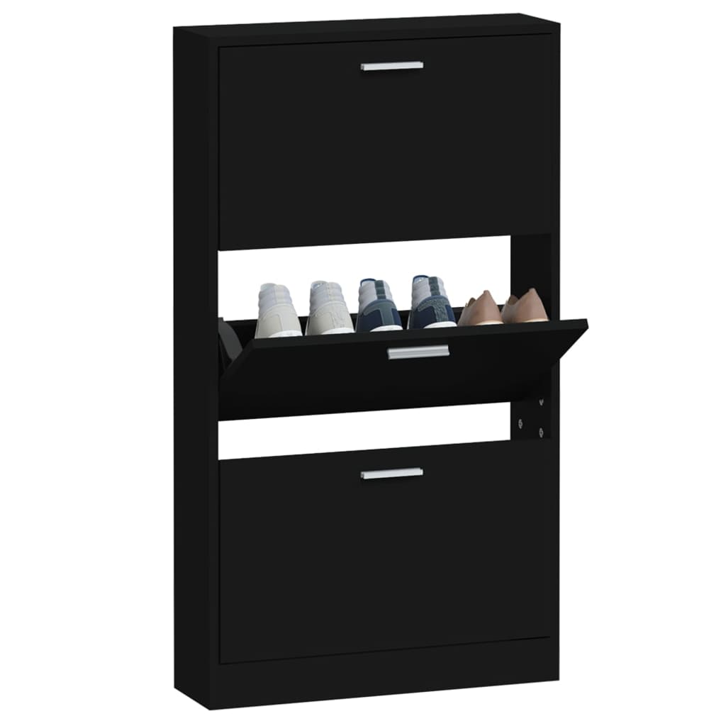 Armoire à chaussures Noir 59x17x108 cm Bois d'ingénierie - XIOS