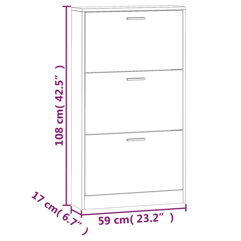 Armoire à chaussures Gris béton 59x17x108 cm Bois d'ingénierie - XIOS