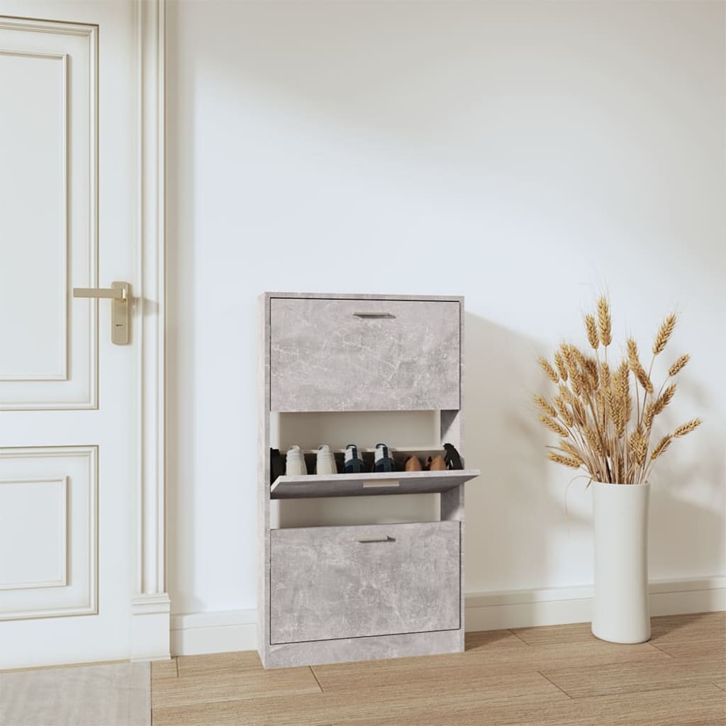 Armoire à chaussures Gris béton 59x17x108 cm Bois d'ingénierie - XIOS