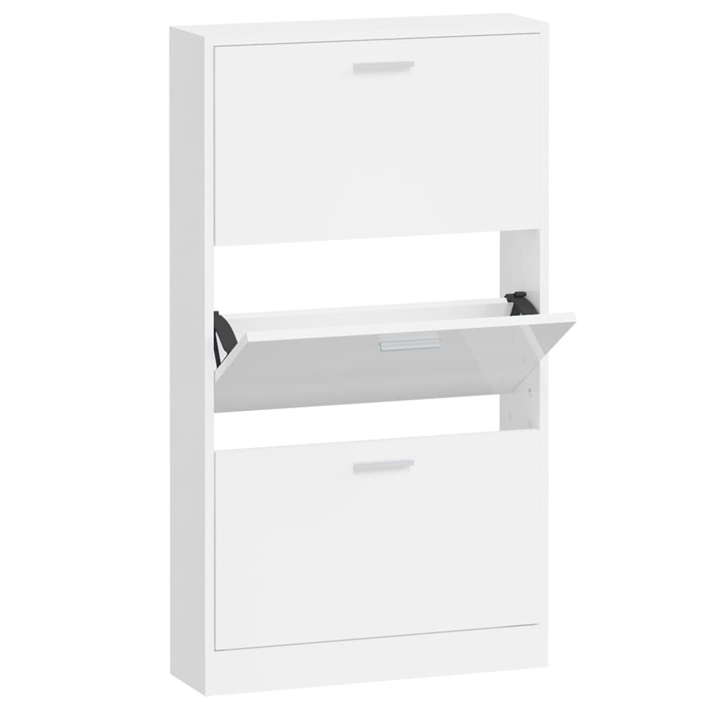 Armoire à chaussure Blanc brillant 59x17x108 cm Bois ingénierie - XIOS