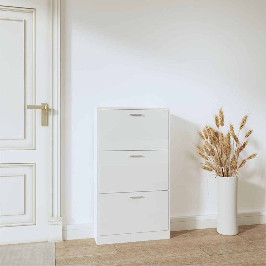 Armoire à chaussure Blanc brillant 59x17x108 cm Bois ingénierie - XIOS