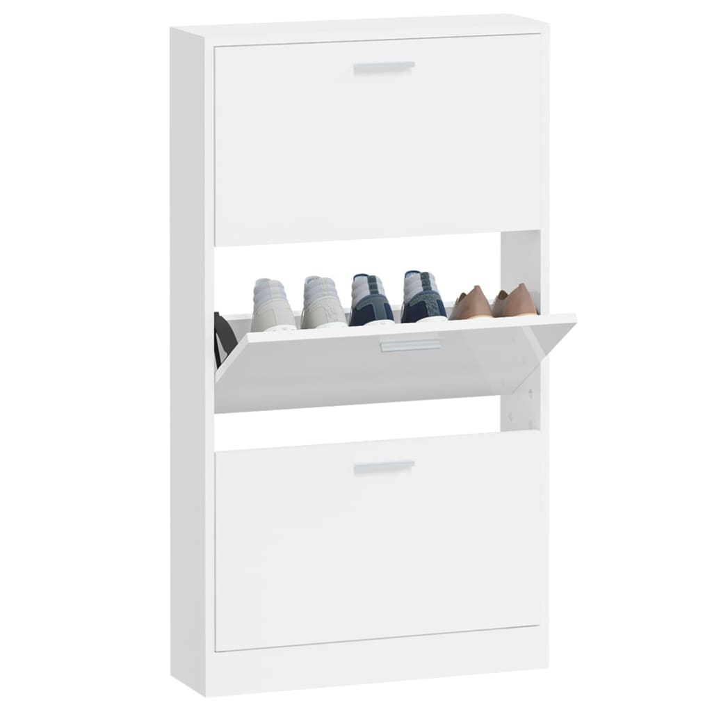 Armoire à chaussure Blanc brillant 59x17x108 cm Bois ingénierie - XIOS