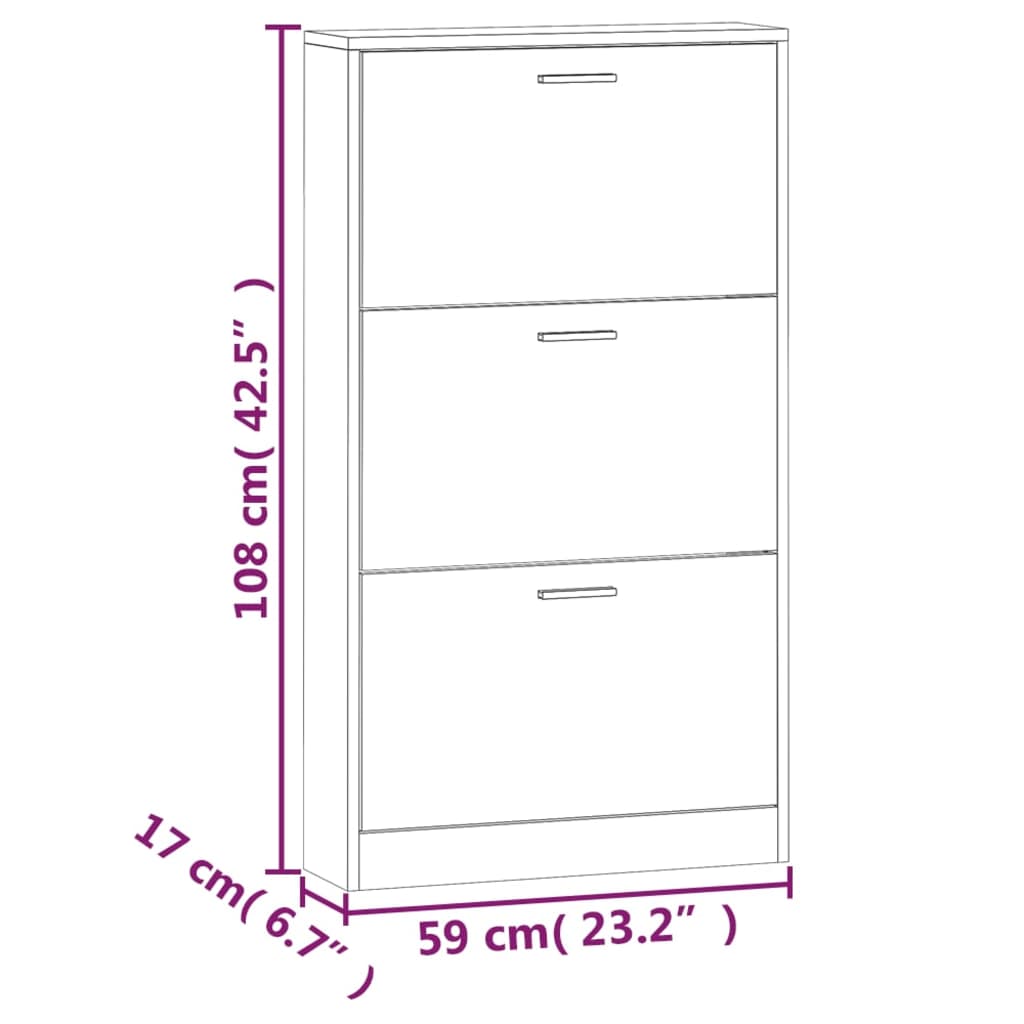 Armoire à chaussure Blanc brillant 59x17x108 cm Bois ingénierie - XIOS