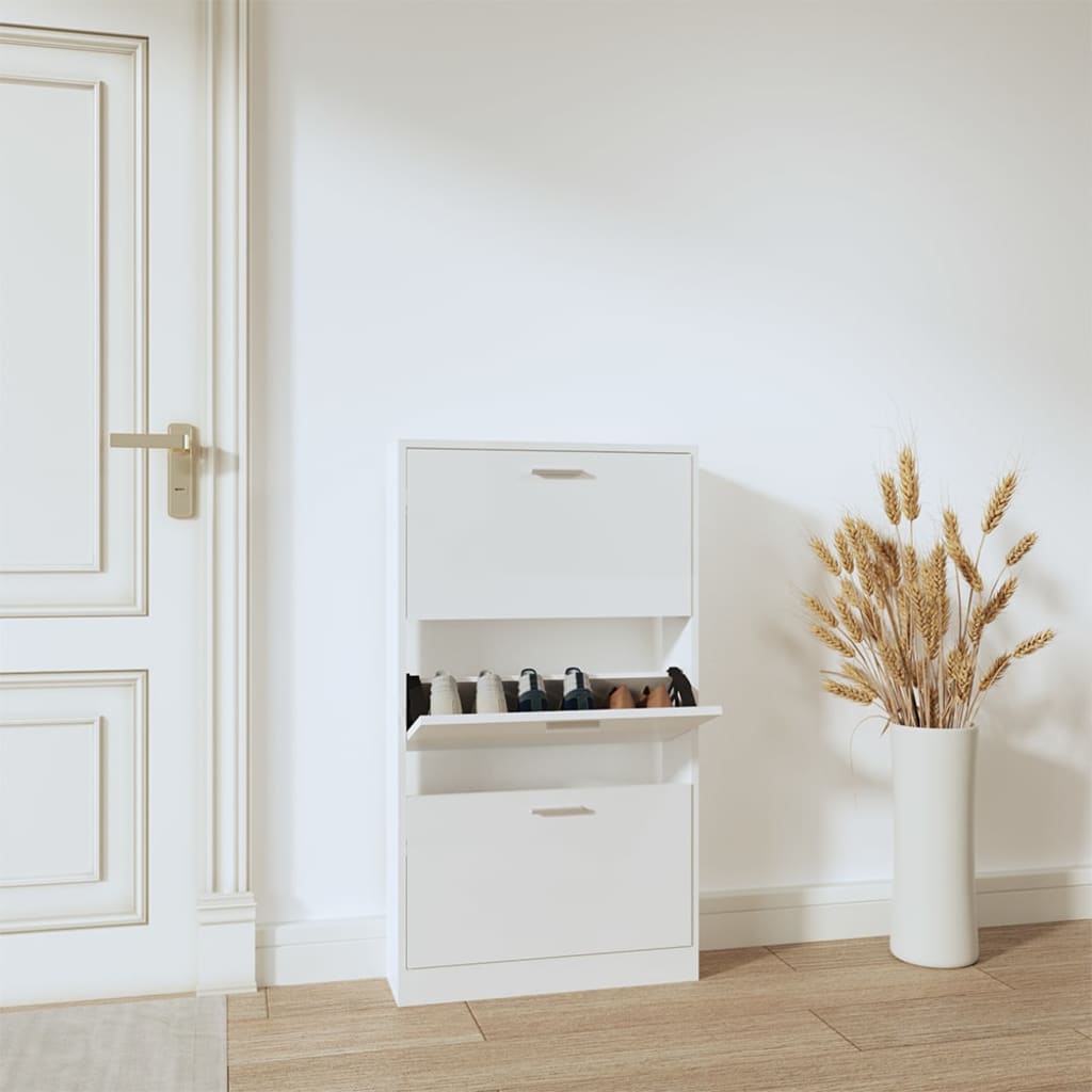 Armoire à chaussure Blanc brillant 59x17x108 cm Bois ingénierie - XIOS