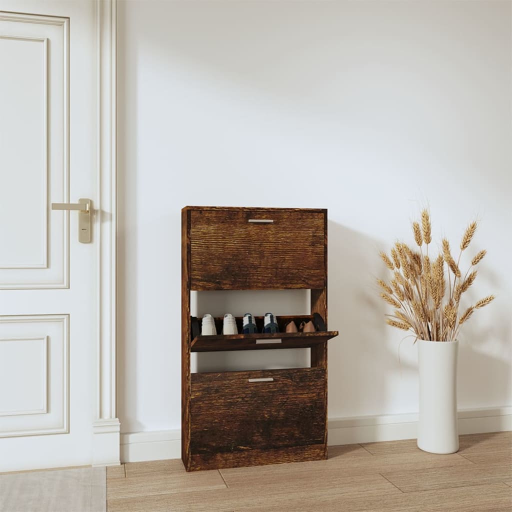 Armoire à chaussures Chêne fumé 59x17x108 cm Bois d'ingénierie - XIOS