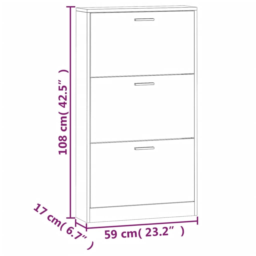 Armoire à chaussures Sonoma gris 59x17x108 cm Bois d'ingénierie - XIOS