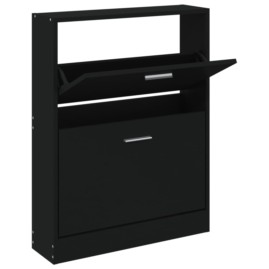 Armoire à chaussures Noir 59x17x81 cm Bois d'ingénierie - XIOS