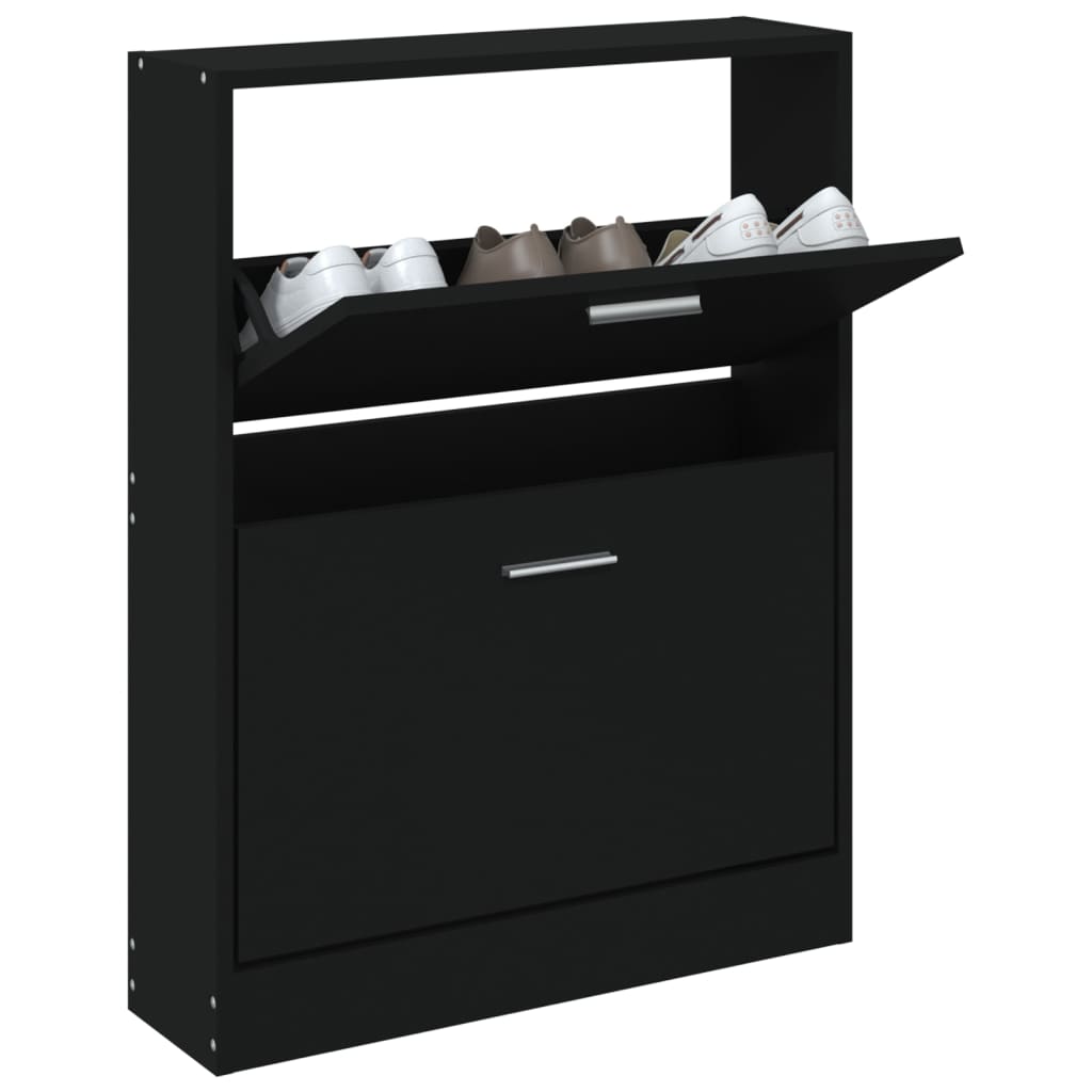 Armoire à chaussures Noir 59x17x81 cm Bois d'ingénierie - XIOS