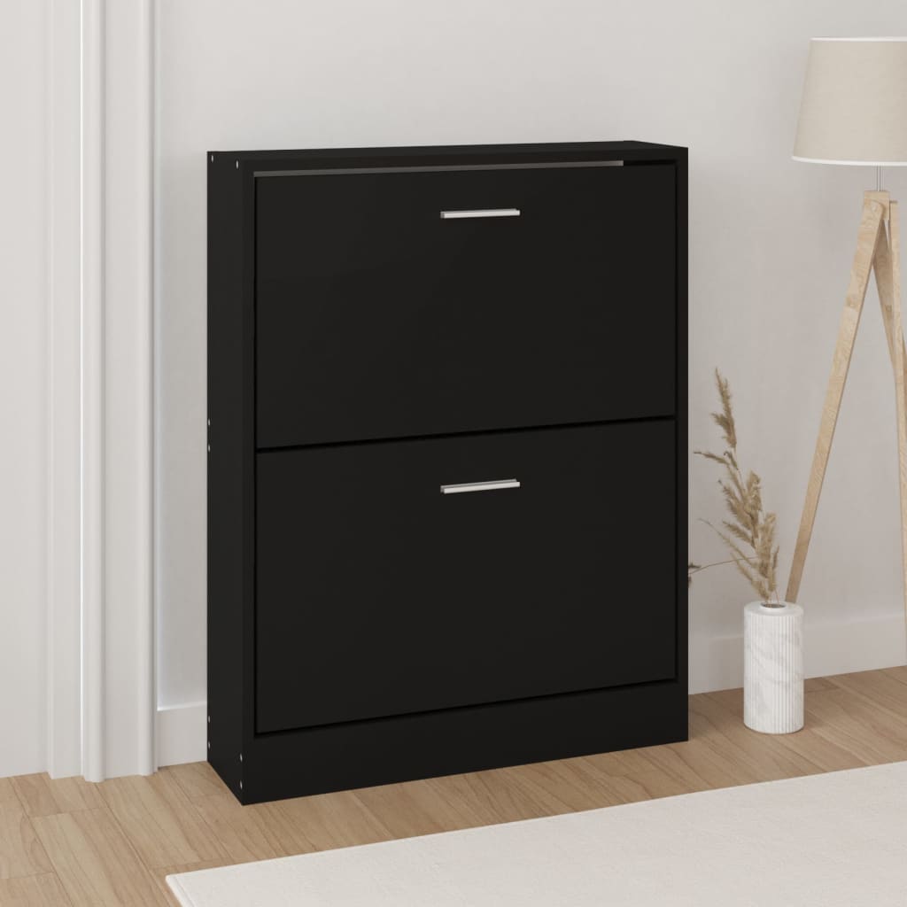 Armoire à chaussures Noir 59x17x81 cm Bois d'ingénierie - XIOS