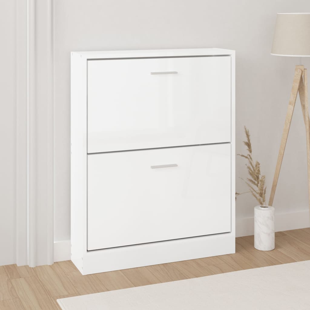 Armoire à chaussure Blanc brillant 59x17x81 cm Bois ingénierie - XIOS