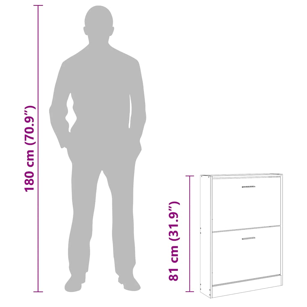 Armoire à chaussures Chêne fumé 59x17x81 cm Bois d'ingénierie - XIOS