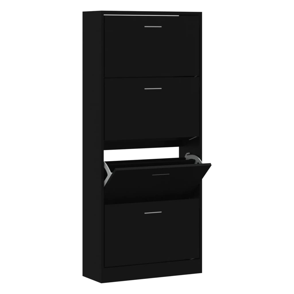 Armoire à chaussures Noir 63x24x147 cm Bois d'ingénierie - XIOS