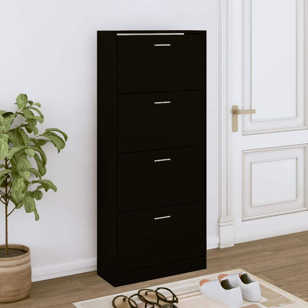 Armoire à chaussures Noir 63x24x147 cm Bois d'ingénierie - XIOS