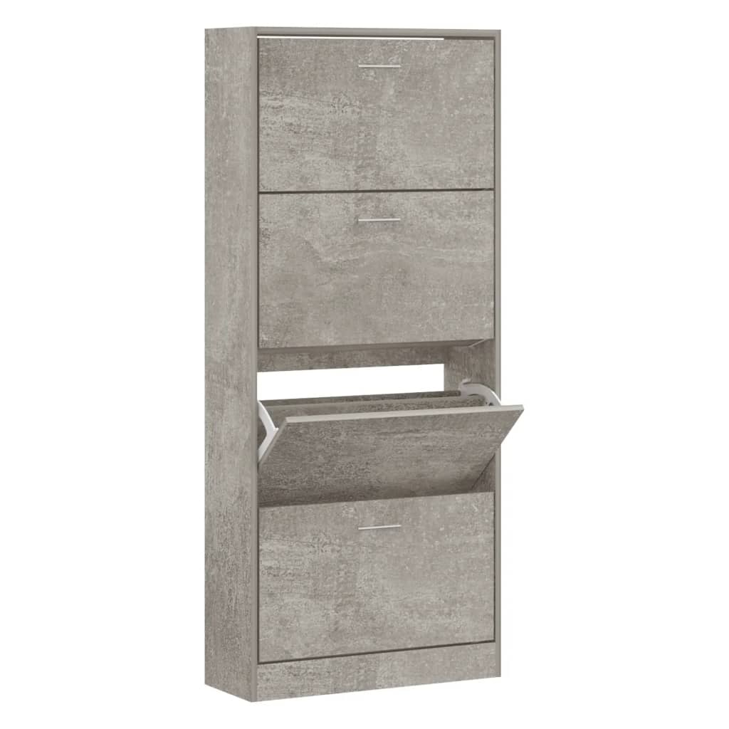 Armoire à chaussures Gris béton 63x24x147 cm Bois d'ingénierie - XIOS