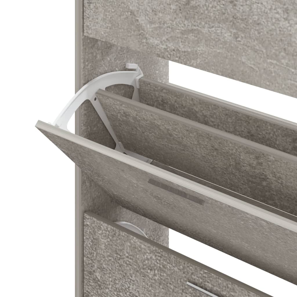 Armoire à chaussures Gris béton 63x24x147 cm Bois d'ingénierie - XIOS