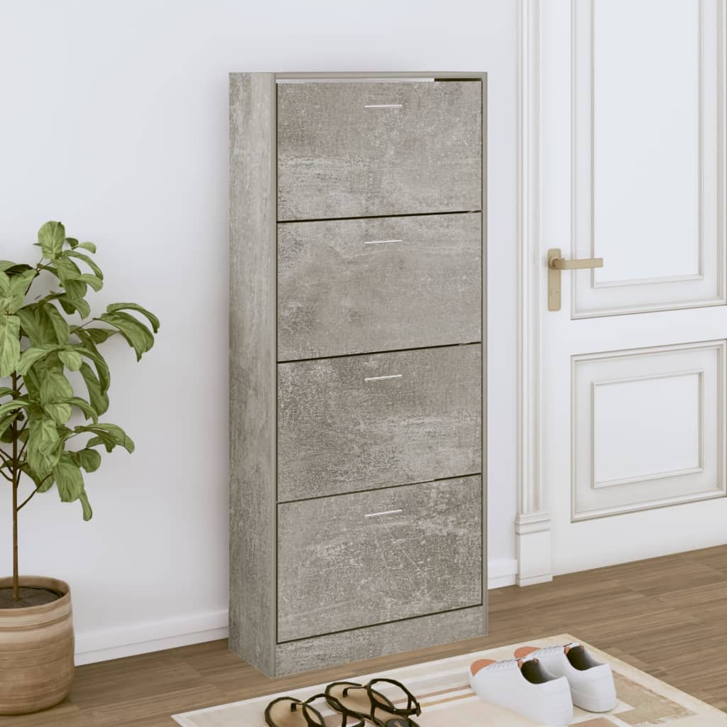 Armoire à chaussures Gris béton 63x24x147 cm Bois d'ingénierie - XIOS