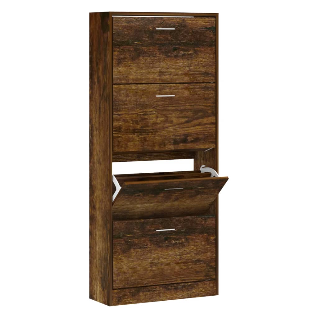 Armoire à chaussures Chêne fumé 63x24x147 cm Bois d'ingénierie - XIOS