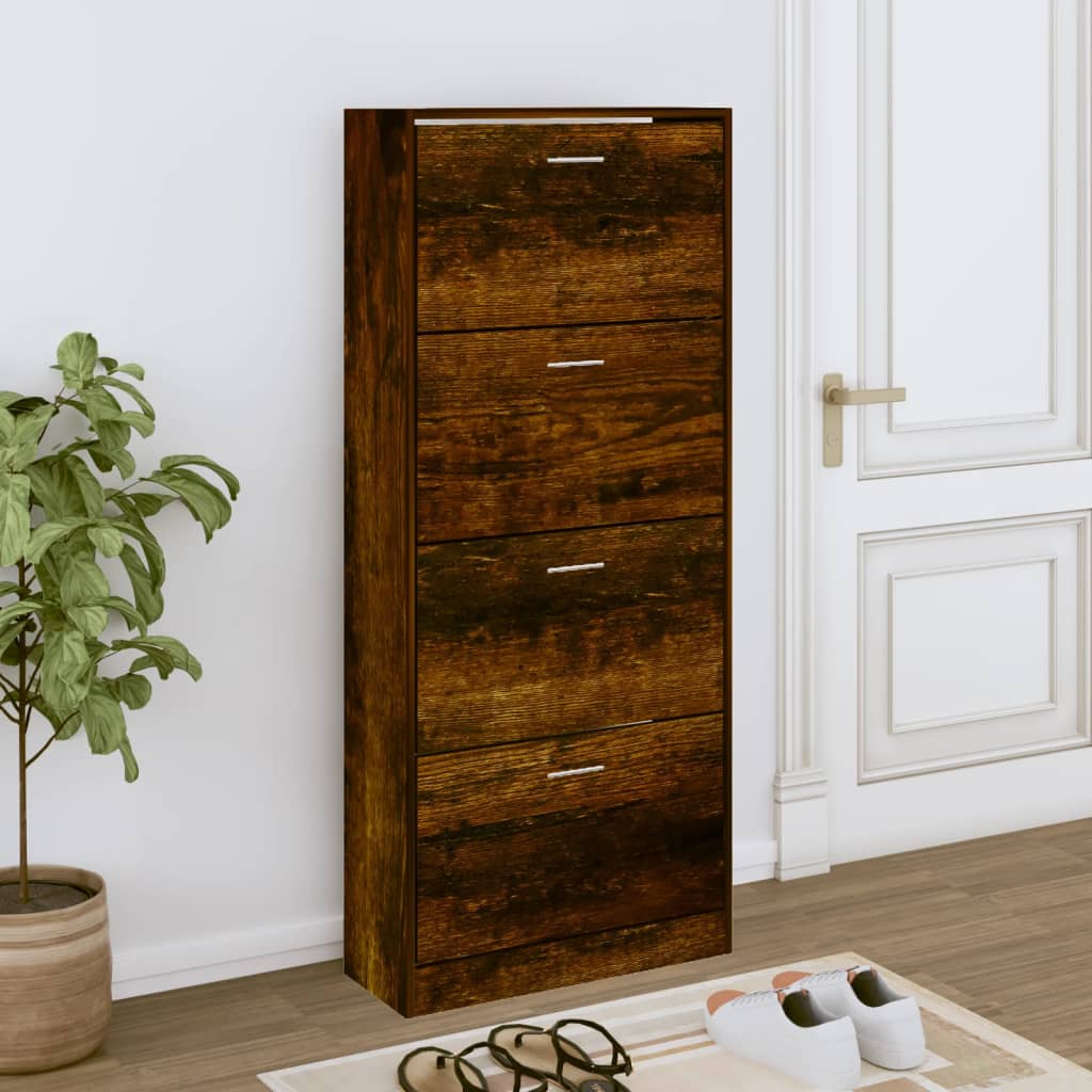 Armoire à chaussures Chêne fumé 63x24x147 cm Bois d'ingénierie - XIOS
