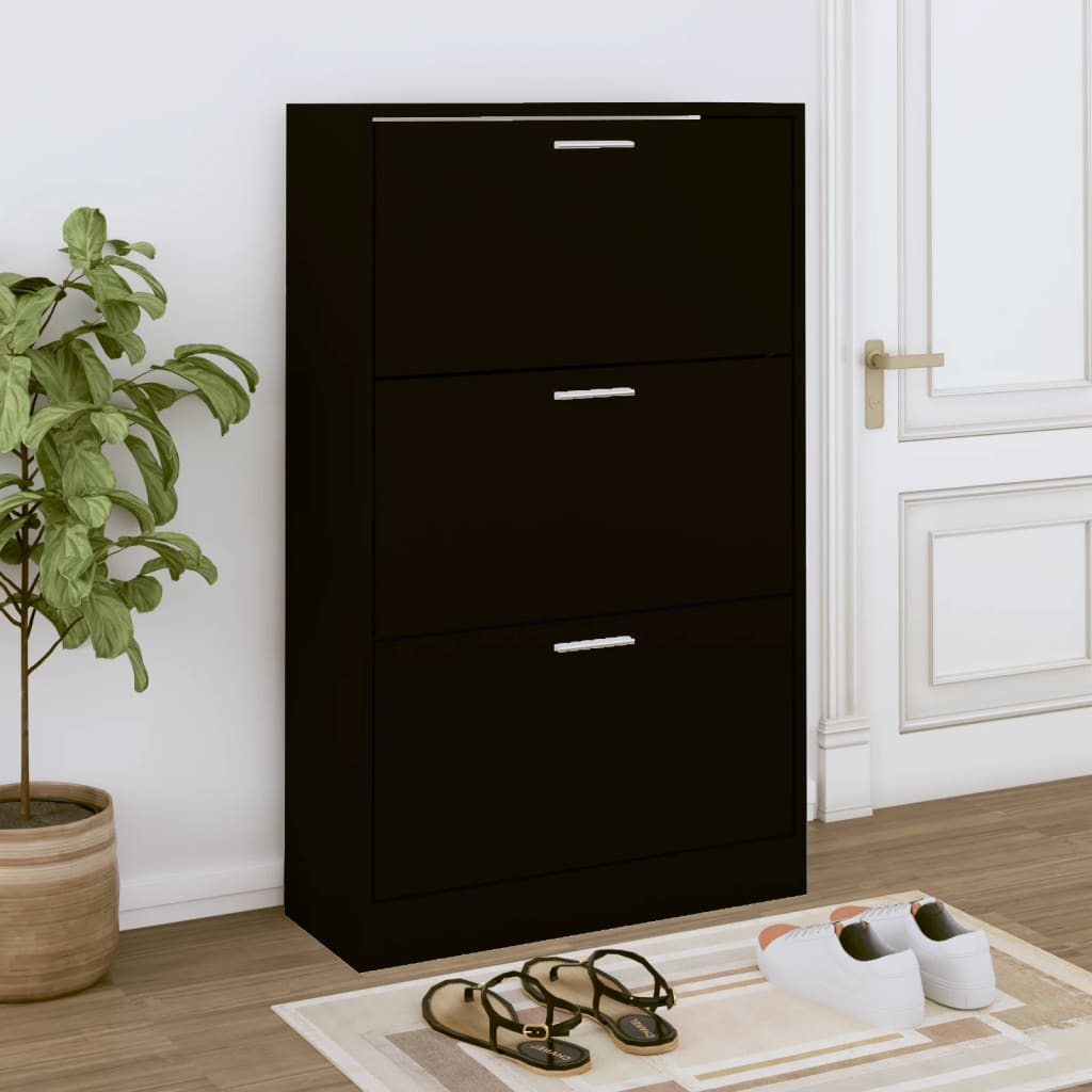 Armoire à chaussures Noir 63x24x103 cm Bois d'ingénierie - XIOS