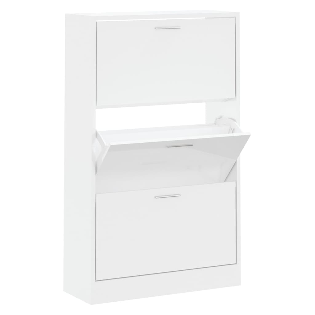 Armoire à chaussure Blanc brillant 63x24x103 cm Bois ingénierie - XIOS
