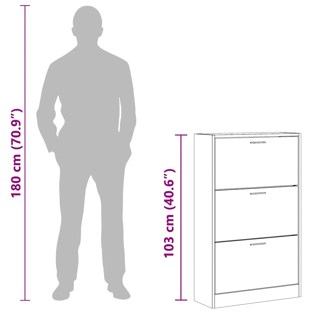 Armoire à chaussure Blanc brillant 63x24x103 cm Bois ingénierie - XIOS