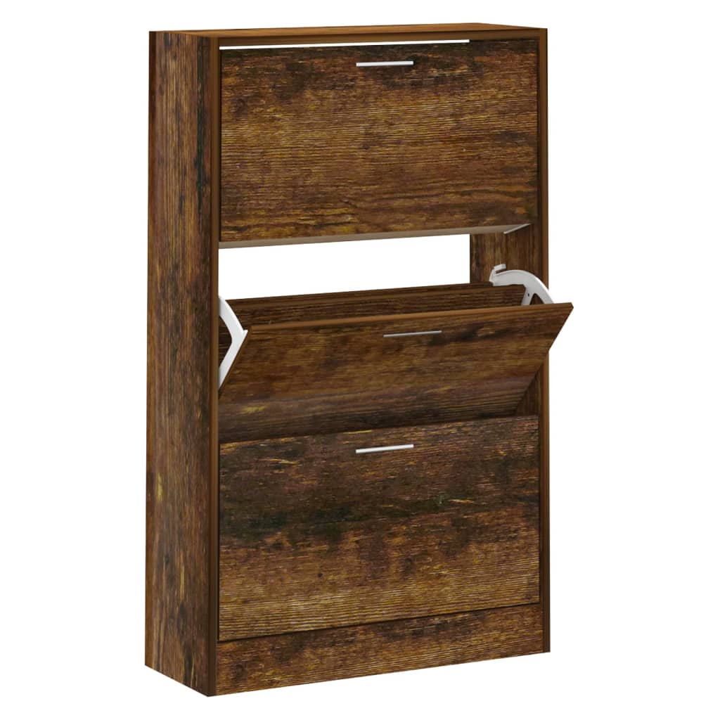 Armoire à chaussures Chêne fumé 63x24x103 cm Bois d'ingénierie - XIOS