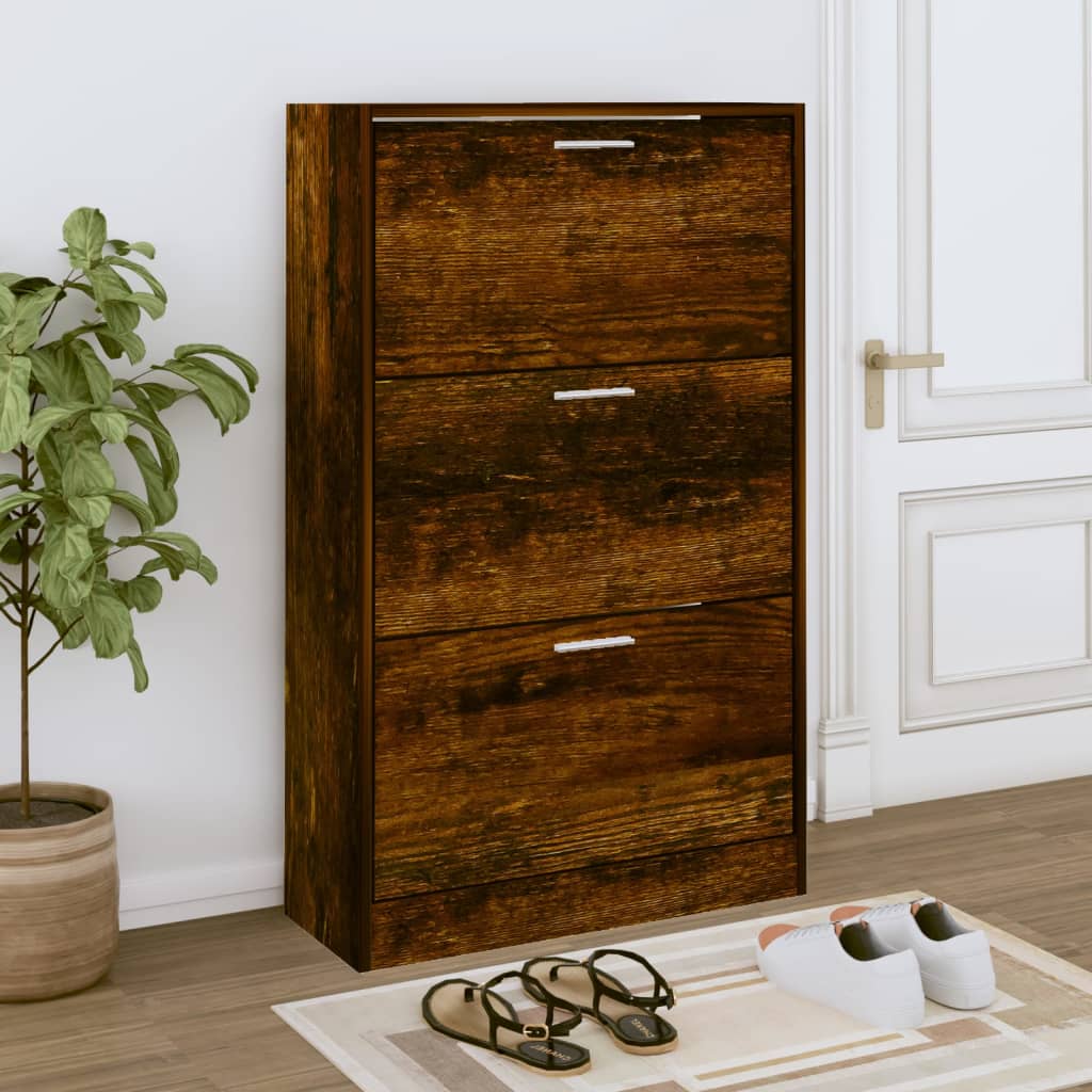 Armoire à chaussures Chêne fumé 63x24x103 cm Bois d'ingénierie - XIOS