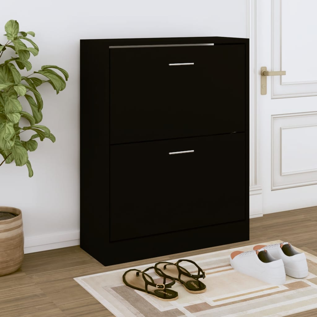 Armoire à chaussures Noir 63x24x81 cm Bois d'ingénierie - XIOS
